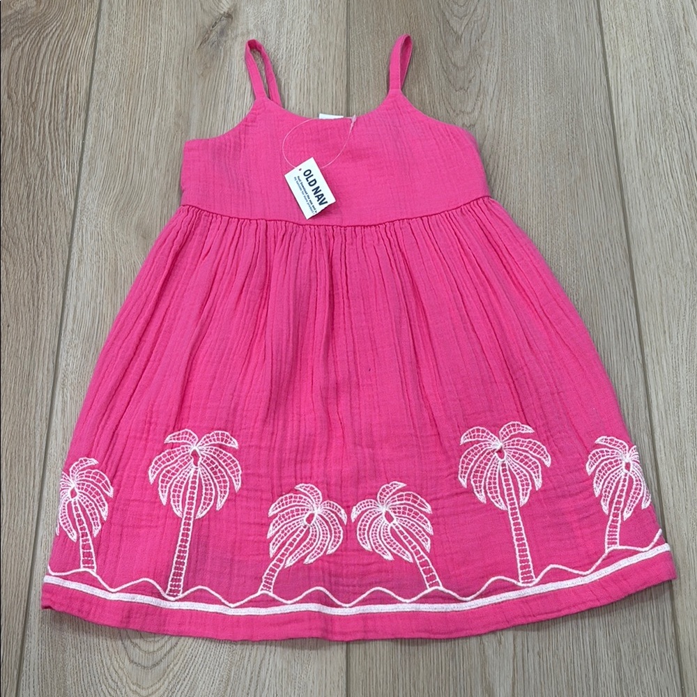 Old Navy Pink Palm Tree Kids Dress